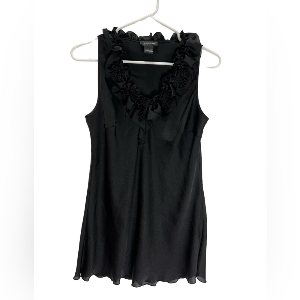 Spense Blouse Black Size M Top Ruffle  Sleeveless Silky